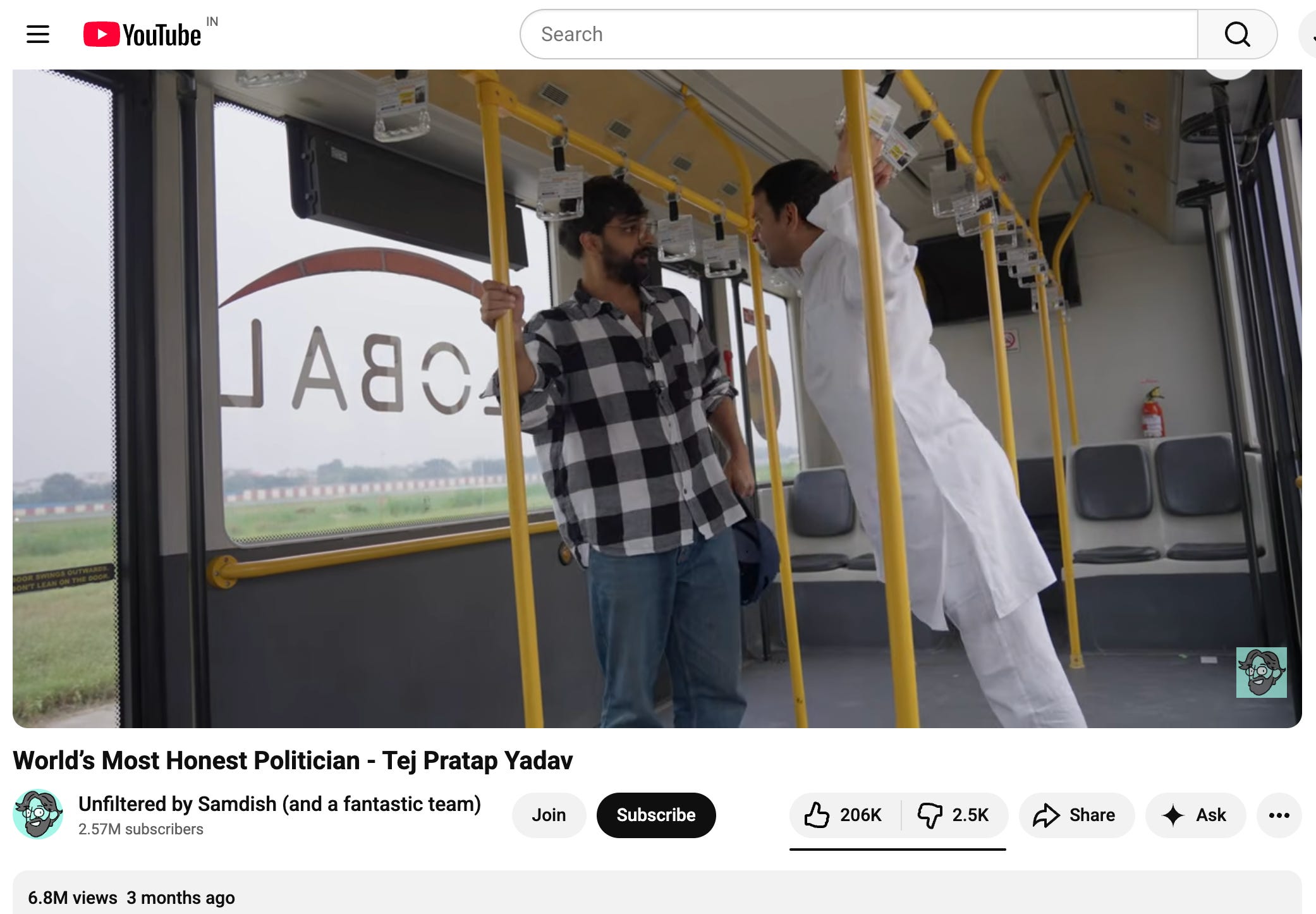 "Teju Bhaiya" depicted as a harmless innocent politician in Samdish's video